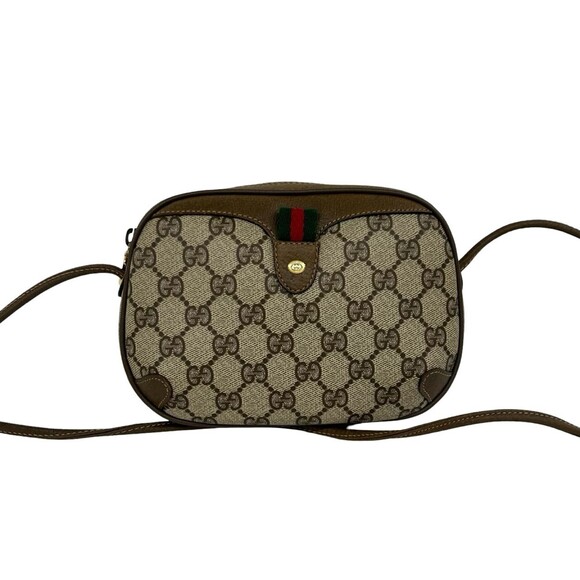 GUCCI Handbags - GUCCI Vintage Sherry Line GG Logo Hardware Leather Shoulder Bag Pouch Sacoche...